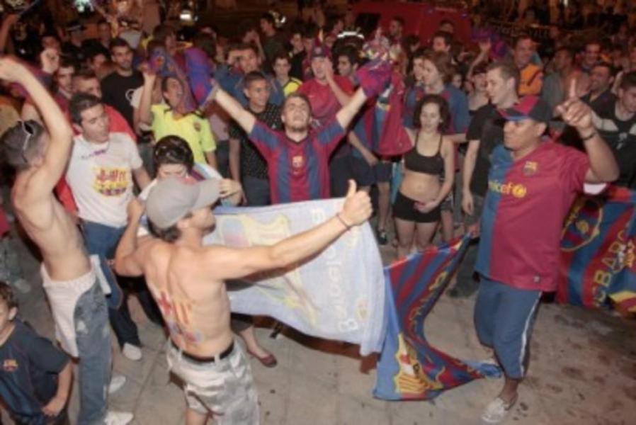 Palma celebra la consecució de la Copa del Rei per l'equip de Josep Guardiola. Foto: Pere Bota.